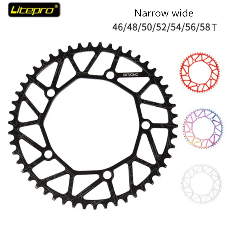 Узкая широкая Звездочка Litepro Bcd130 46 48 50 52 54 56 58t для Bmx 14/16/18/20 дюймов черная красная