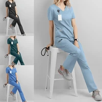unisex v neck work clothes medical suits clothes scrubs tops pants pet grooming institution scrubs set high quality spa uniforms
