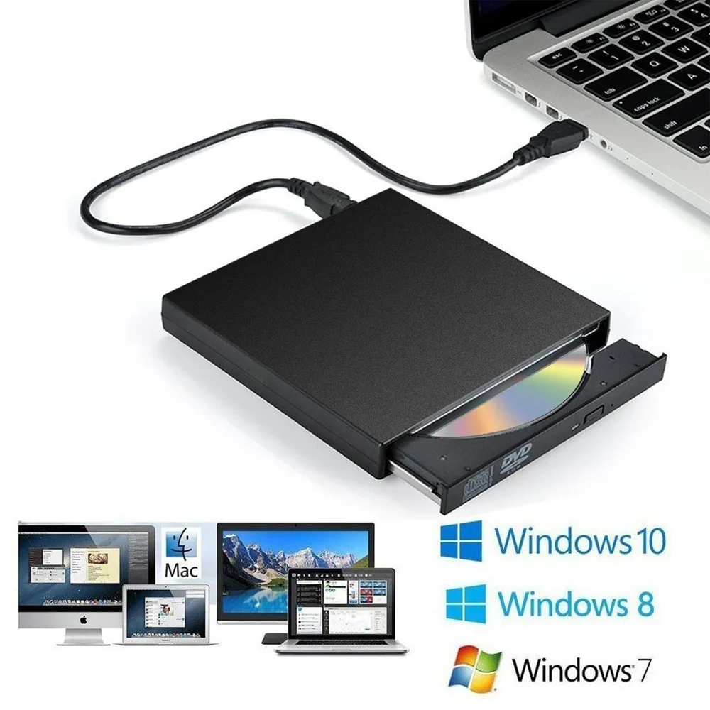 

External DVD Optical Drive USB2.0 CD/DVD-ROM CD-RW Player Portable Reader Recorder for Laptop