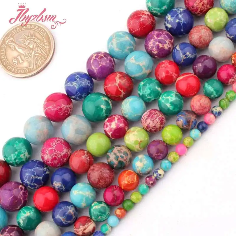 6 8 10 12mm Round Smooth Mixed Color Sea Sediment Stone Beads Strand 15&quot For DIY Necklace Bracelats Jewelry Making Free Shipping |