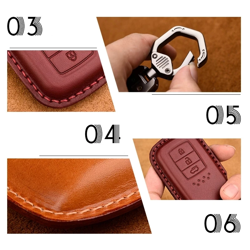 

Leather Key Cover Case for Honda Civic CR-V HR-V Accord Jade Crider Odyssey 2015-2018 Remote Protector Shell