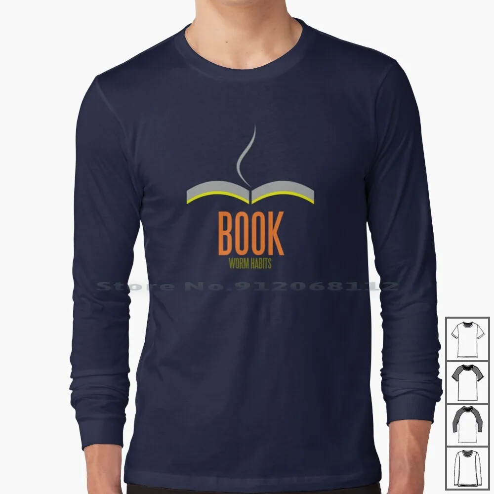 

Bookworm Long Sleeve T Shirt Bookworm Decorative Open Book Sheet Orange Green