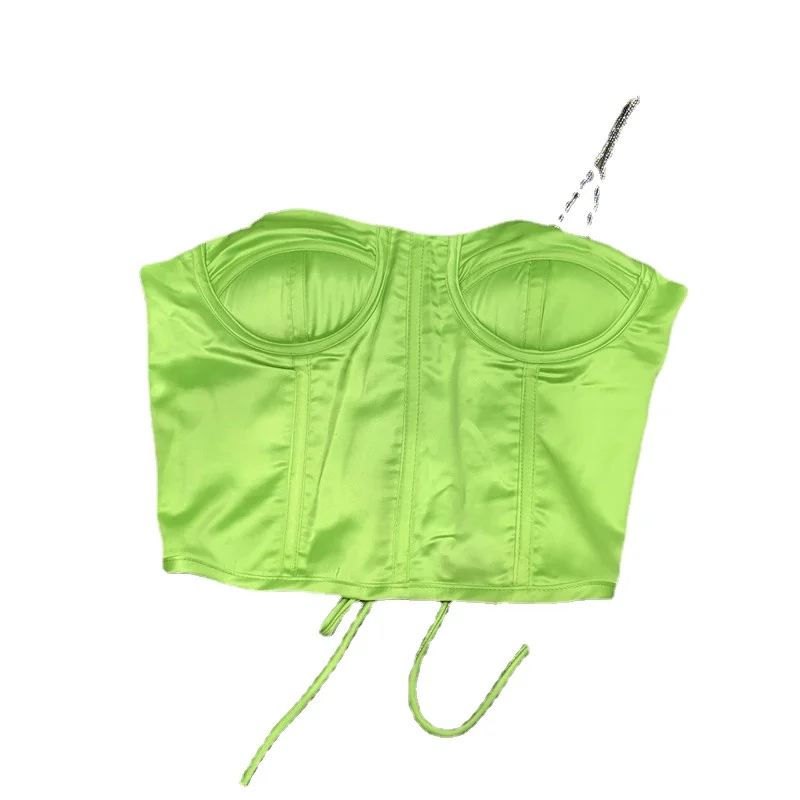 

Sexy Personalized Green Camisole Women New Sweet Wrapped Chest Strap Slim Fit All-Match Fashion Simple Inner Wear Crop Top