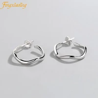 genuine 100 925 sterling silver geometric wave line stud earrings for women trendy minimalist earrings silver 925 jewelry gift