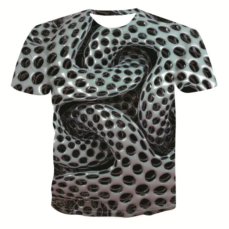 

New geometric graphic fashion T-shirt men's casual shirt Summer clothing short-sleeved tops Street fashion trend youth t-shirt