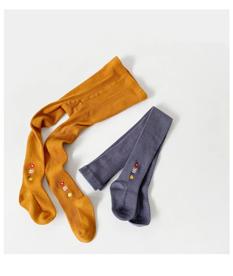 Колготки для девочек 0-12 лет хлопковые с вышивкой на весну/Осень/зиму | Детская