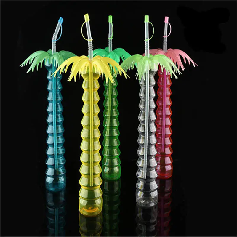 

5pcs/lot Tropical Coconut Palm Tree Luau Yard Cup Hawaiian Summer Beach Birthday Party Drinks Juice Plastic Coconut Tree Cup