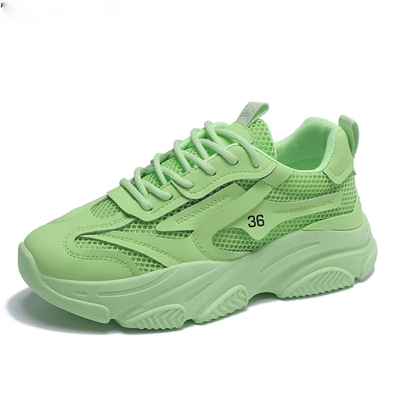 

2021 Sneakers for Women Autumn Green Women's Vulcanize Shoes Platform Ladies Chunky Sneakers Breathable Shoes Zapatos De Mujer