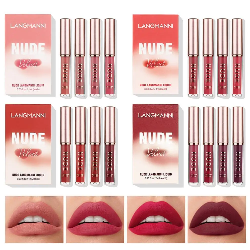 4 шт. бархатная матовая губная помада длительного действия водонепроницаемвая