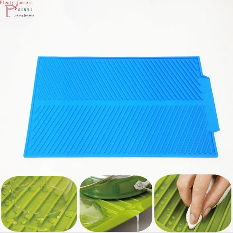 

small 39*25CM and large 43*33CM Silicone Food-grade Big Square Durable Cheap Dish Drying table Mat Heat Resistant dishes Pad