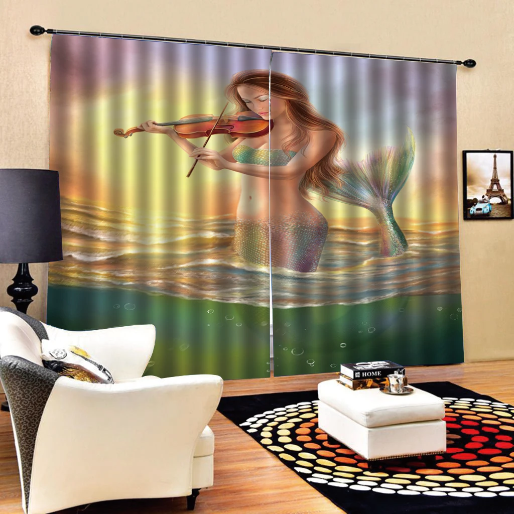 

New custom children's room cute cartoon boy girl bedroom Mermaid curtains