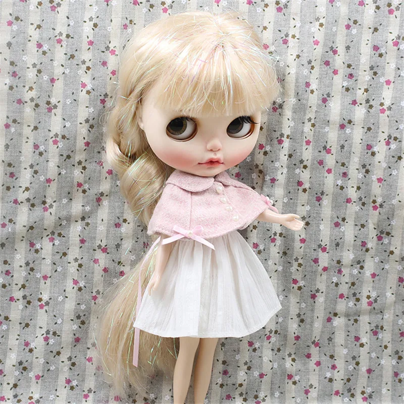 Одежда для куклы ICY DBS Blyth белое платье с розовой мантией костюм 1/6 BJD OB24 аниме