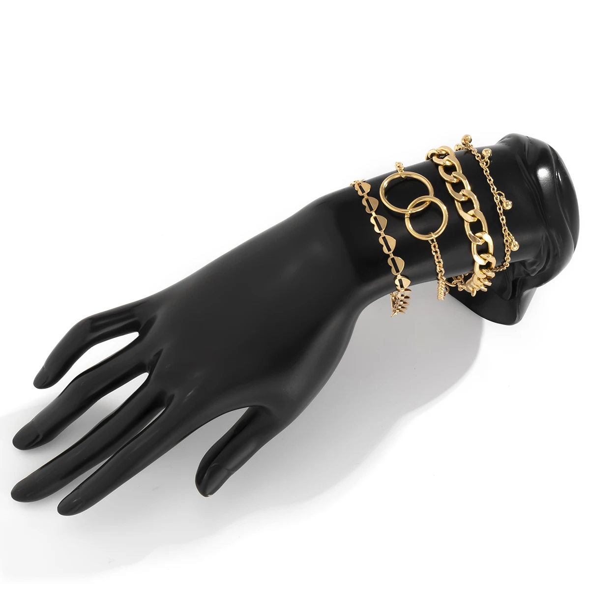 

4Pcs/Set Punk Cuban Iron Heart Chain Bracelet Hand Classic Trendy Round Bangle Bracelets for Women Friend Couple Charm Gifts