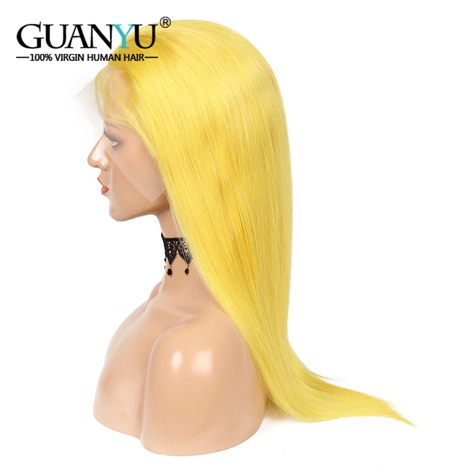 Желтый человеческие волосы Синтетические на кружеве парик с детскими волосами