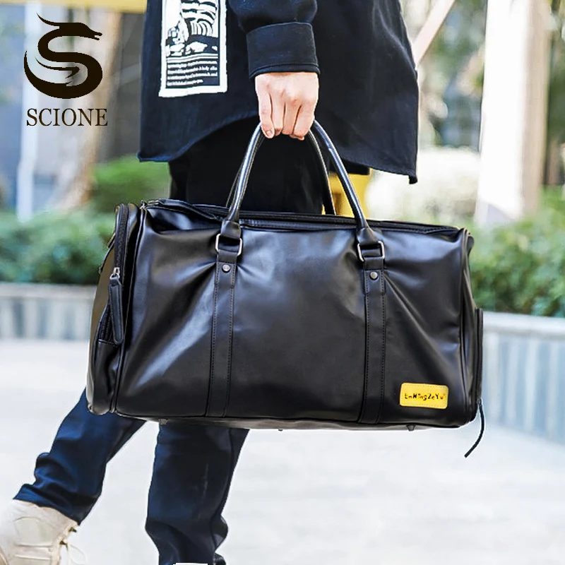 Мужской чемодан высокого качества из искусственной кожи дорожная сумка для