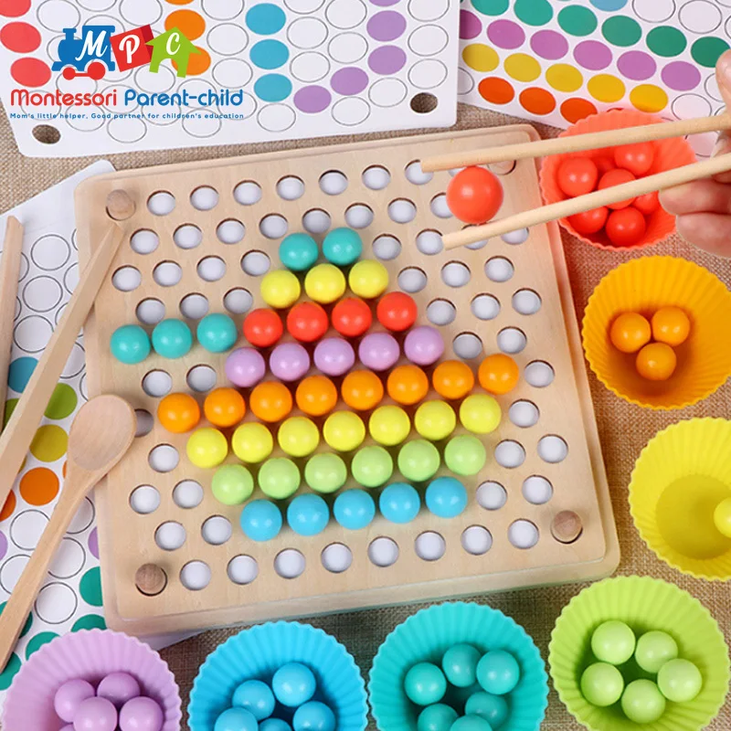 Дошкольные игрушки Монтессори палочки для еды бусины обучения мозгу креативные