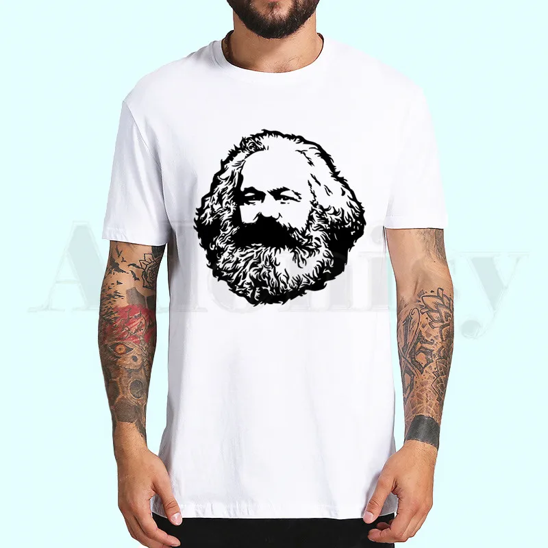 Мужская Повседневная футболка с принтом MARXISM COMMUNISM CCCP Karl Marx короткими рукавами |