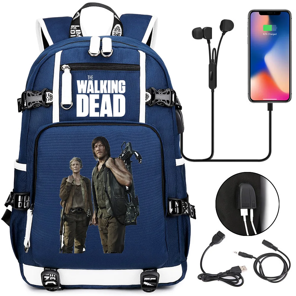 The Walking Dead Backpack Girl Boy Schoolbag Large Capacity Laptop Bag Waterproof Multifunction USB Charging Backpack