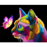 gatyztory 60%c3%9775cm frame diy painting by numbers for adult child colorful cat animals canvas drawing handpainted kits wall decor