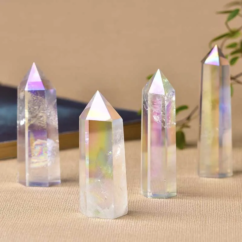 Натуральный белый гальванический шестиугольный колонна кристаллический камень