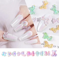 10 pcs nail ornament art decoration resin stereo bear japanese bow aurora colorful stereo butterfly stick on crystals nail decor
