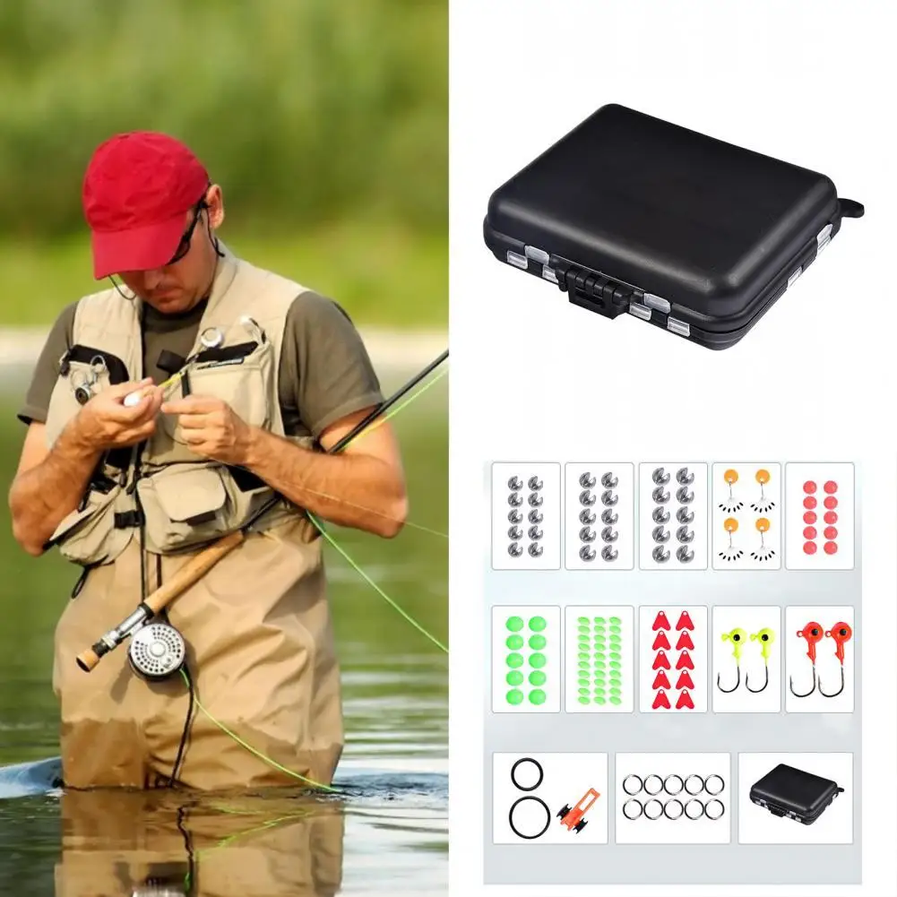 

205 Pcs Fishing Kit Set with Fishing Tackle Box Including Fishing Sinker Weights Fishing Swivels Snaps Jig Hook Tackle Kit