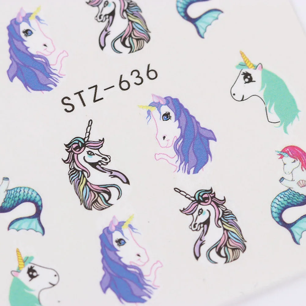 5 листов с надписью Unicorns конструкции Art Наклейки Маникюр Nail переводные наклейки