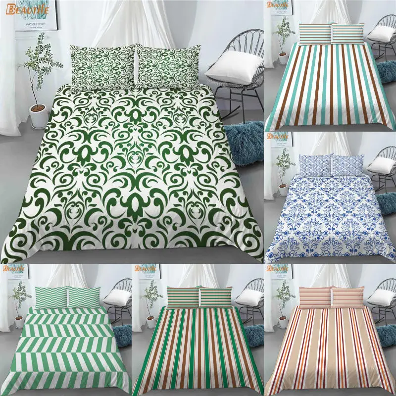 Juego de ropa de cama con estampado Floral y azul sin costuras, edred&oacute;n con funda de almohada para ni&ntilde;os y el hogar, 180x200cm, 1019-0