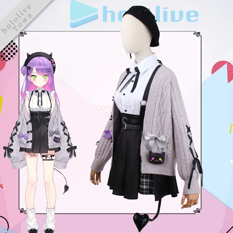 Новый! Hololive Vtuber Cos Tokoyami Towa Летний повседневный наряд Виртуальный идол Хэллоуин