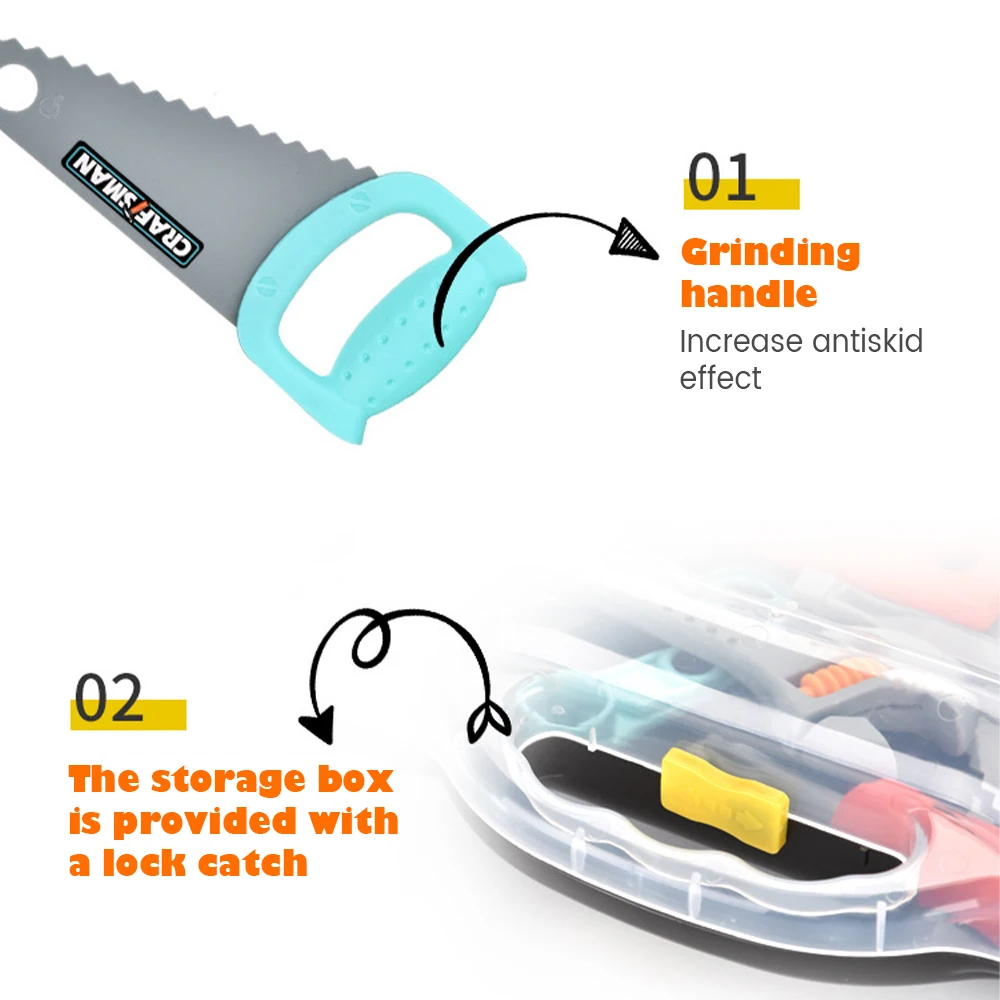 

Children's Toolbox Engineer Simulation Repair Tools Pretend Toy Hammer Saw Drill Screwdriver Tool Kit Play Toy Box Set for Kids