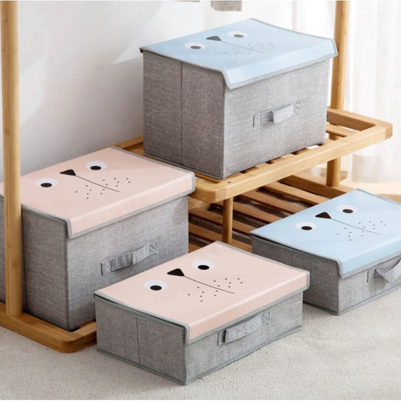 

Non-Woven Folding Clothing Toys Organizers Storage Box Holder Cube Bins with Lid Bedroom Closet Office Nursery Wardrobe Sundries