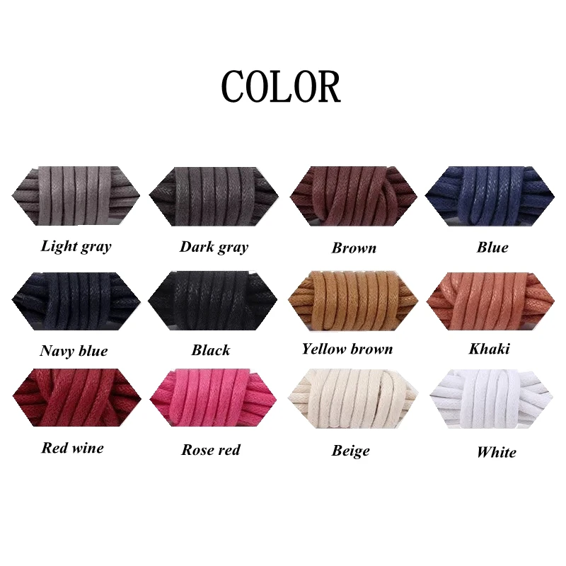 1Pair Waxed Cotton Round Shoe laces Leather Waterproof ShoeLaces Men Martin Boots Shoelace Shoestring Length 80/100/120/140CM