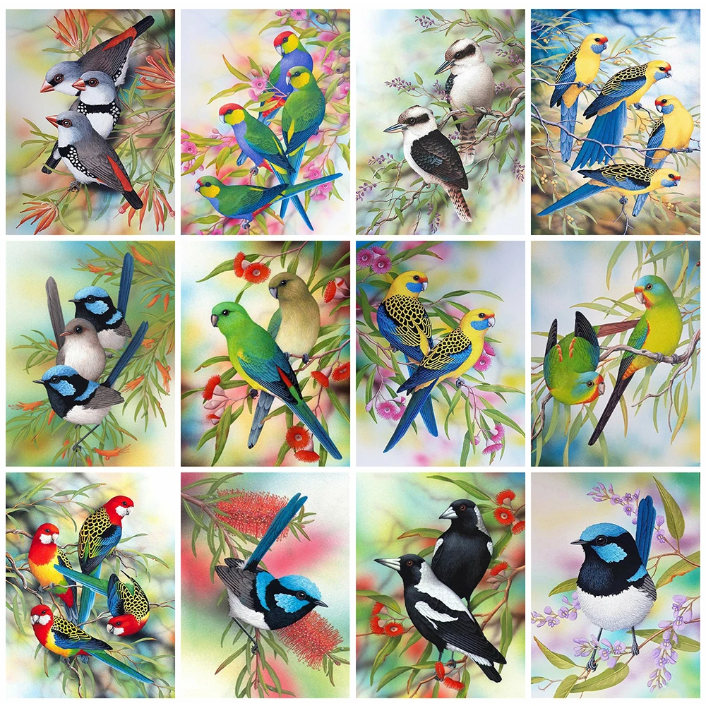 

Алмазная 5D вышивка птица и крест, картина «сделай сам» с животными, птицами, квадратными стразами, мозаика с попугаями, ручная работа, Подаро...