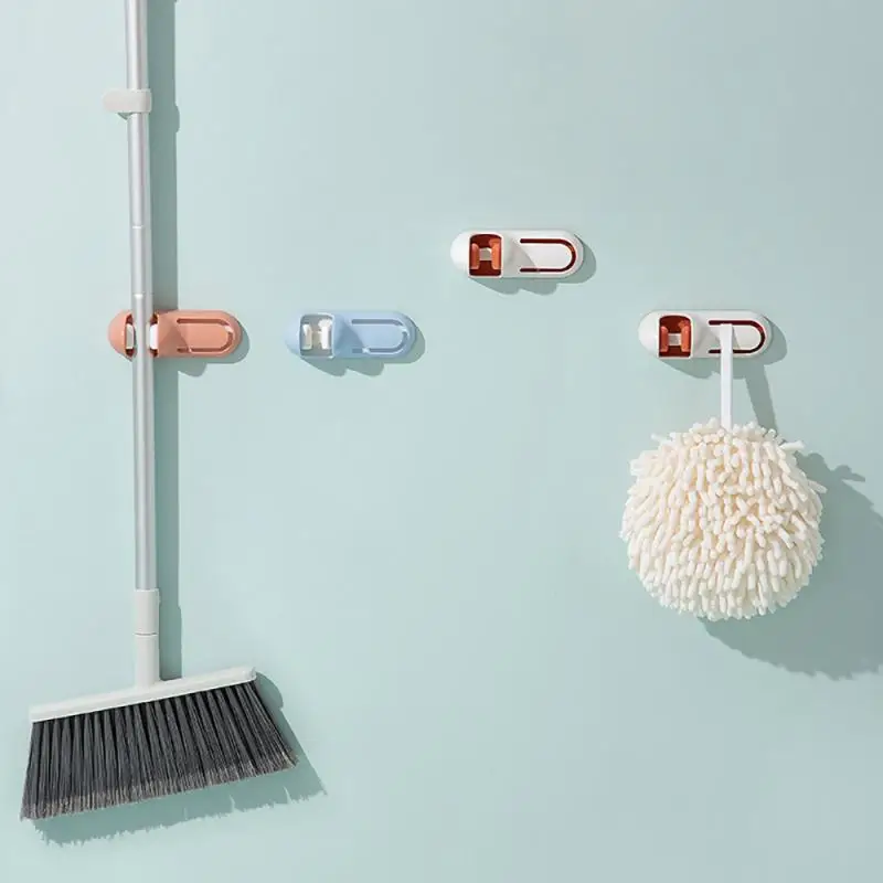 

Bathroom Wall Mounted Mop Clip Broom Hanger Brush Pipe Hooks Home Storage Rack Bathroom Suction Hanging Organizer Home Tools
