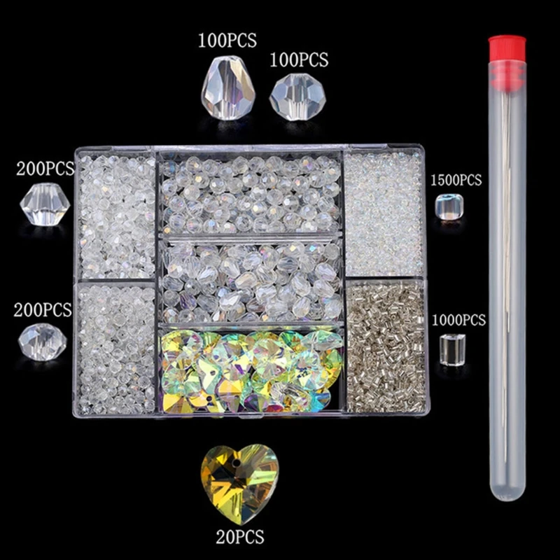 

1 Set Mixed Shape Crystal Beads Faceted Charm Glass Bracelet Necklace Making Kit Jewelry Making DIY Accessories