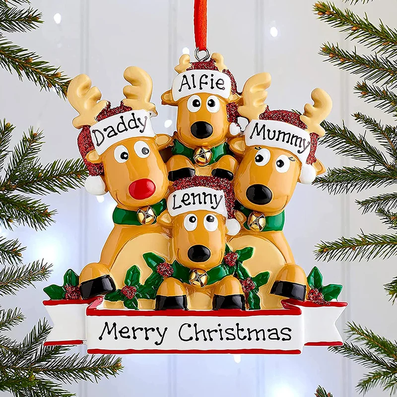

2021 Christmas Decorations Resin Elk Christmas Tree Hanging Pendant DIY Wishes Christmas Pendant Home Xmas Party Ornaments