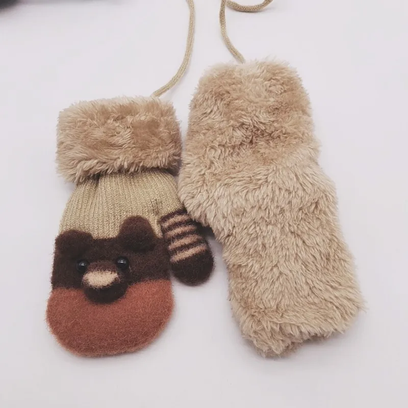 

Cartoon Pattern Kids Baby Gloves Thicken Girls Boys Full Finger Gloves Winter Warm Knitted Kids Mittens Children Gloves 4-7T