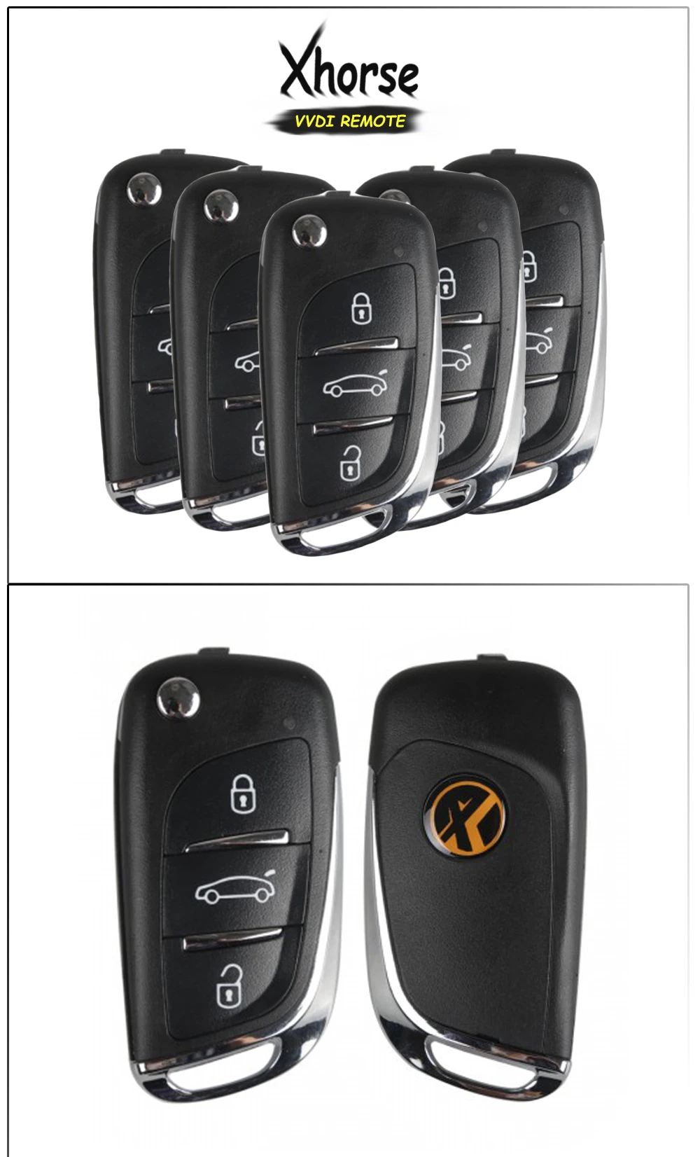 KEYECU 5x(английская версия) Xhorse DS стиль X002 Серия 3 кнопки универсальный дистанционный ключ для VVDI ключ инструмент, X002 серия