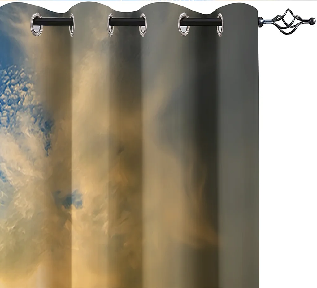 

3D Printing Romantic Sunset Landscape Pattern Adult Bedroom Living Room Shade Custom Curtain Set Bedroom with Hook Accessories