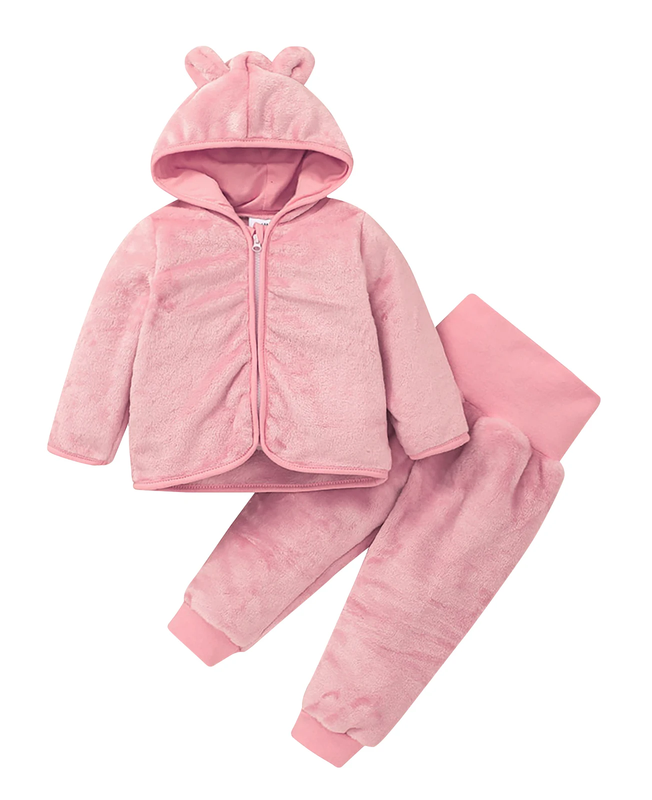 

Girls Newborn Pants Cute Coat Suit Rabbit Conjoined Hat Autumn And Winter Thick Warm Baby Christmas Party Cotton Costume zipper