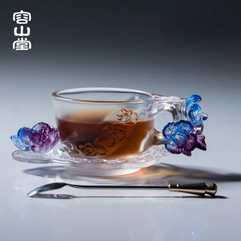 Стекло творческие кофейная чашка и держатель блюдца комплект Мода Керамика