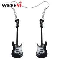 weveni acrylic anime black guitar earrings drop dangle jewelry for women girls teens kids charms party gift decoration accessory