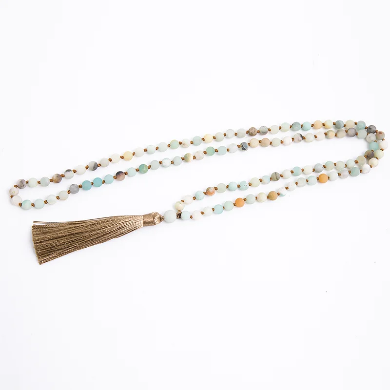 6/8 мм натуральный матовый Амазонит бусины узлом 108 мала Цепочки и ожерелья