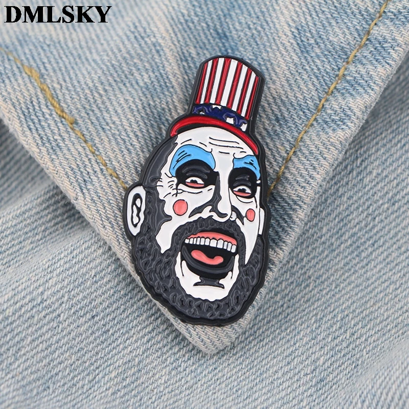 

20pcs/lot DMLSKY clown horror Brooch Cartoon Enamel Pins For Women Men Backpack Pins Personality Metal brooch Pin Jewelry M3907