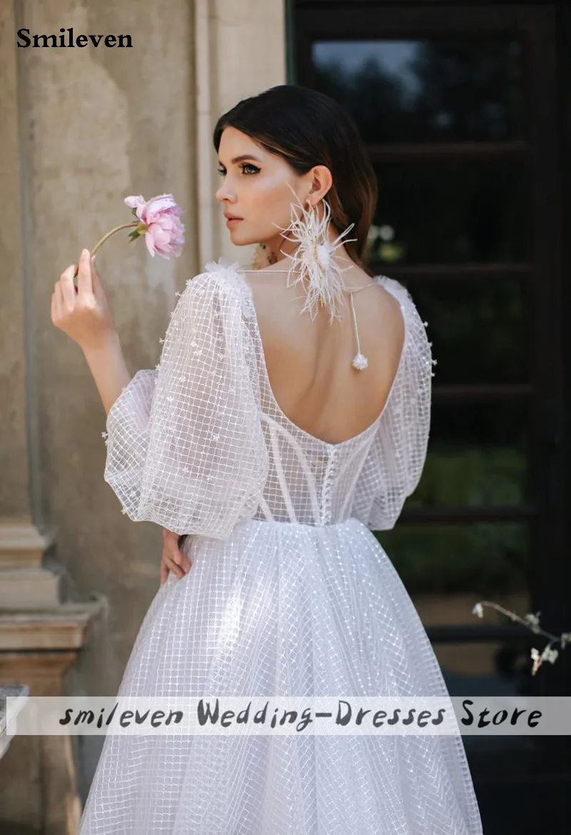 Smileven блестящее свадебное платье в стиле бохо кружевное невесты с пышными