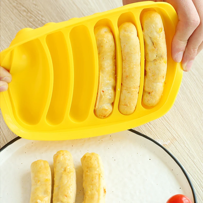 Sausage Maker Mould 6 Grids Silicone DIY Ham Hot Dog Making Moulds With Lid Kitchen Household Sausages Cake Baking Tools Molds | Дом и сад