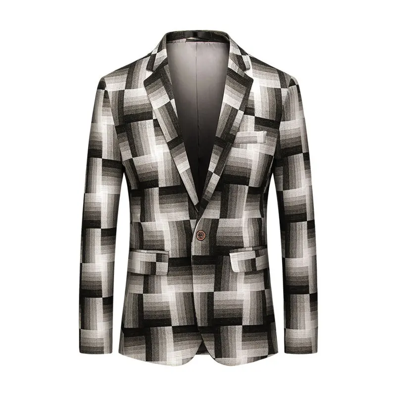 

Spring and autumn new men's blazer geometric pattern printing men suit jacket men's business casual formal blazer куртка мужская