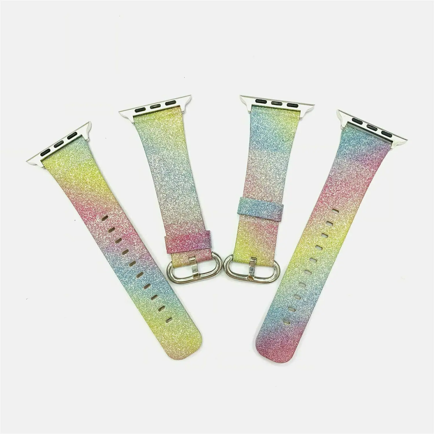 Блестящий Радужный кожаный ремешок для Apple Watch Band iWatch Series 5 4 3 2 1 сменный Браслет с