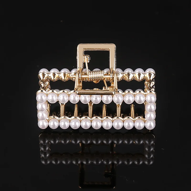 Fashion Girl Hair Claw Geometric Imitation Pearl Hairpin Crab Retro Heart Shape Crystal Hair Clips Hair Accessories For Women