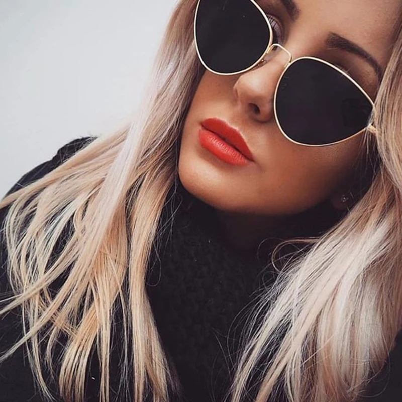 

Vintage Sexy Ladies Cat Eye Sunglasses Women Fashion Clear Red Eyewear Metal Frame Sun Glasses For Female UV400